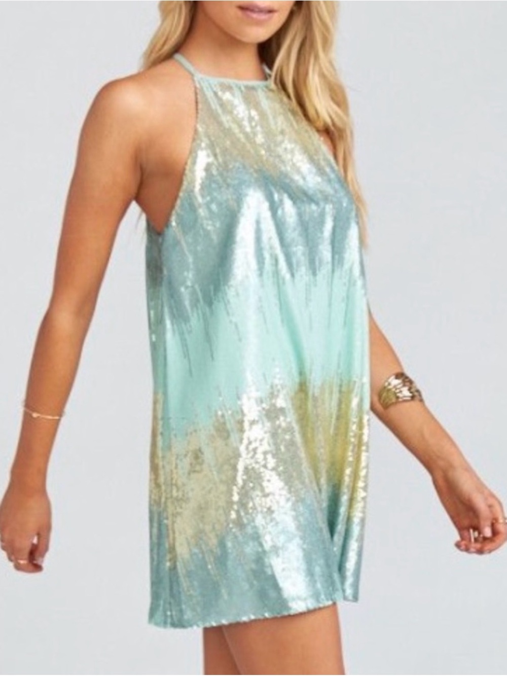 Show Me Your MuMu Shimmer Mint Gomez Mini Dress